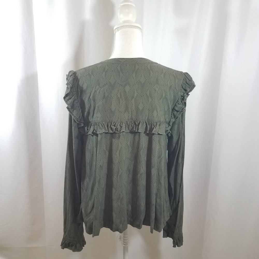 Hinge Olive Ruffle Crop Jacket L - Picture 5 of 15